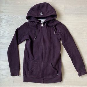 TNA Long Dark Purple Zipped Jacket Hoodie in Small